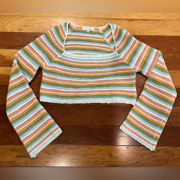 Emory Park Crocheted Crop Top Ladies Sz Medium EUC summer perfect LW Vacay Resor - Picture 1 of 6
